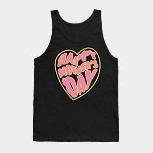 Happy Mother's Day Heart #6 Yellow Pink. Psychedelic Rock Art Nouveau Retrowave Tank Top